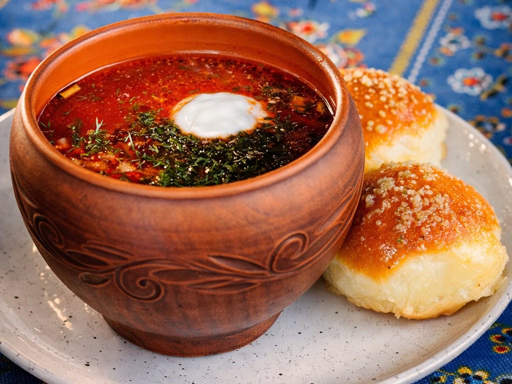 Борщ с пампушками