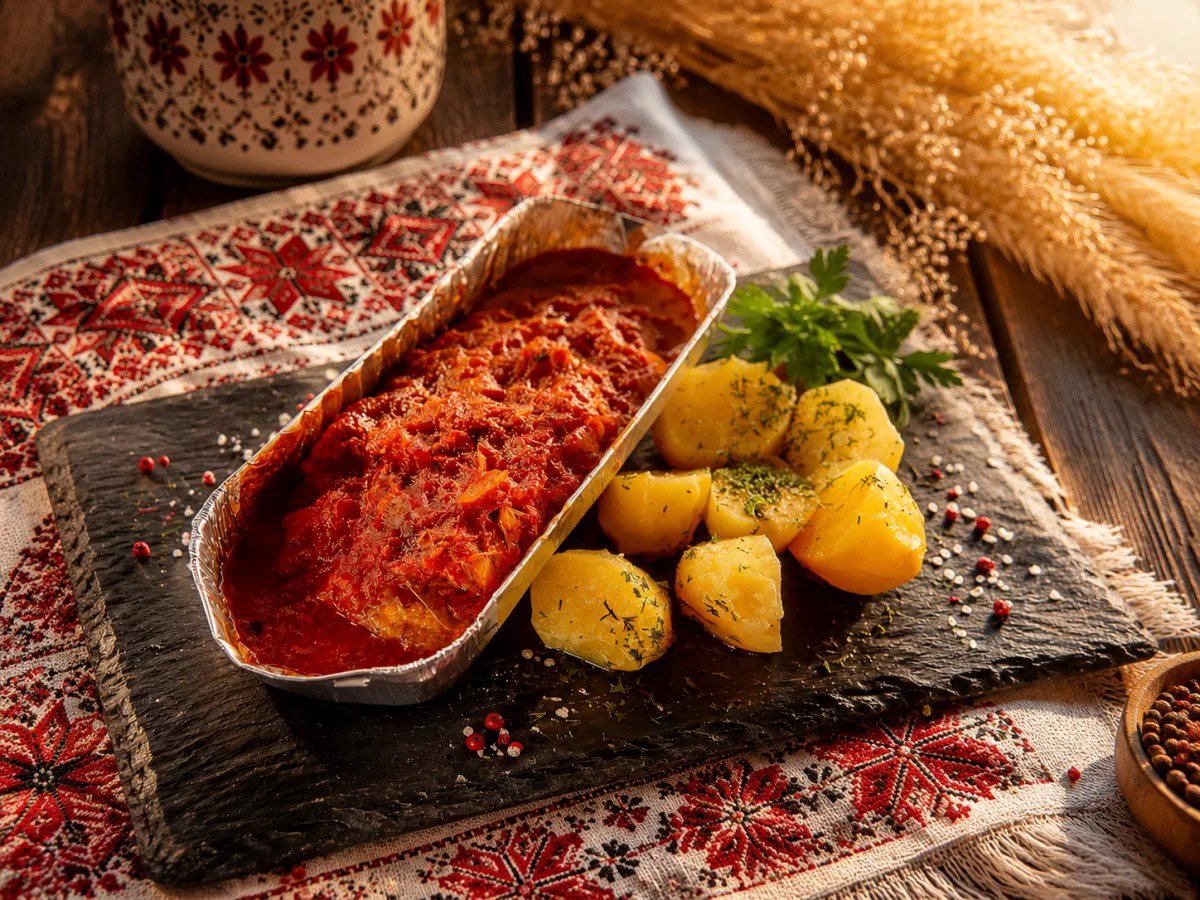 Рыба под кисло-сладким маринадом с картофелем